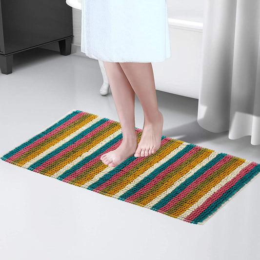 OLIVIA ROCCO Padstow Stripe Bathmat 50 x 80 cm Quick-Drying Anti-Slip Absorbent Durable – product image 2 of 10