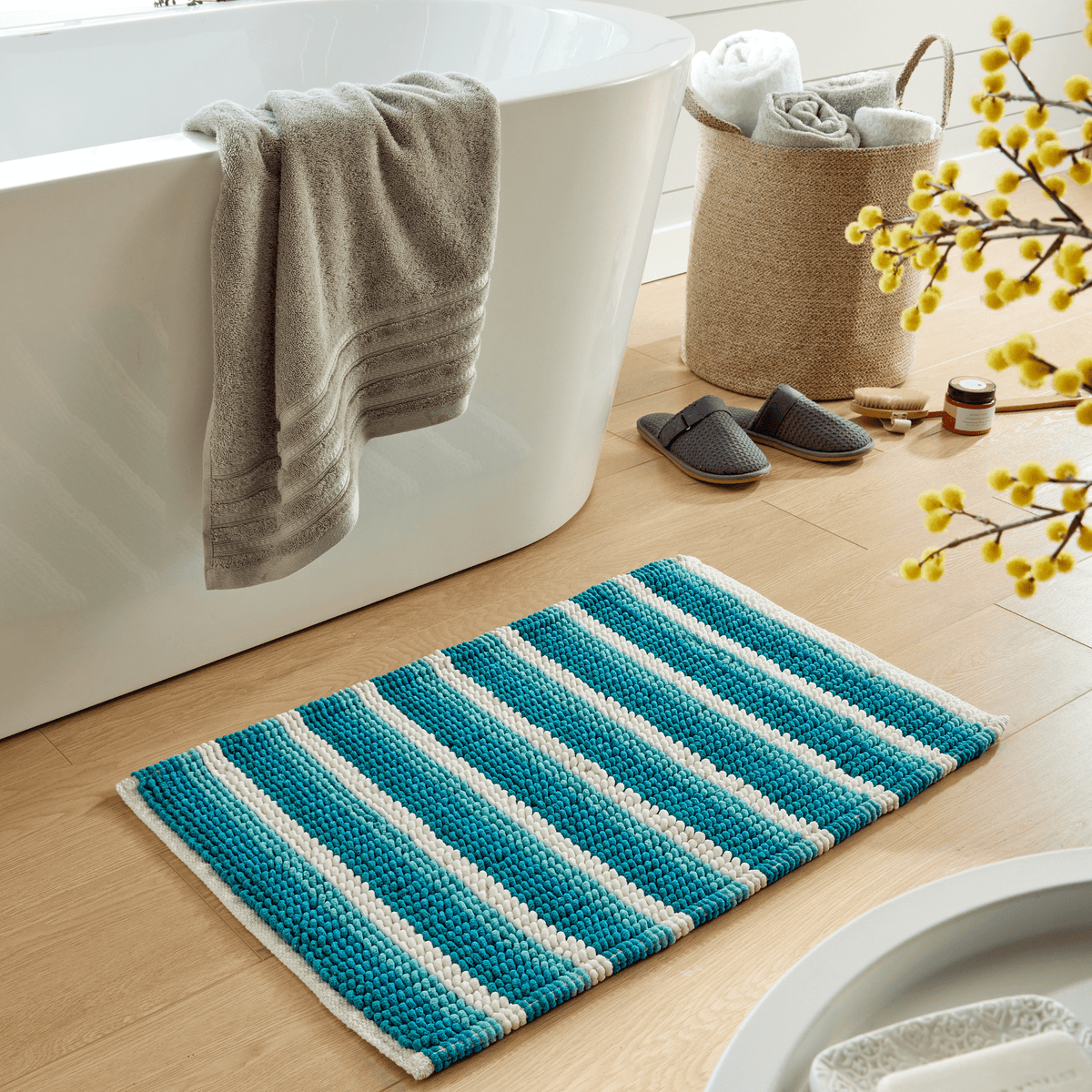 OLIVIA ROCCO Padstow Stripe Bathmat 50 x 80 cm Quick-Drying Anti-Slip Absorbent Durable – product image 2 of 14
