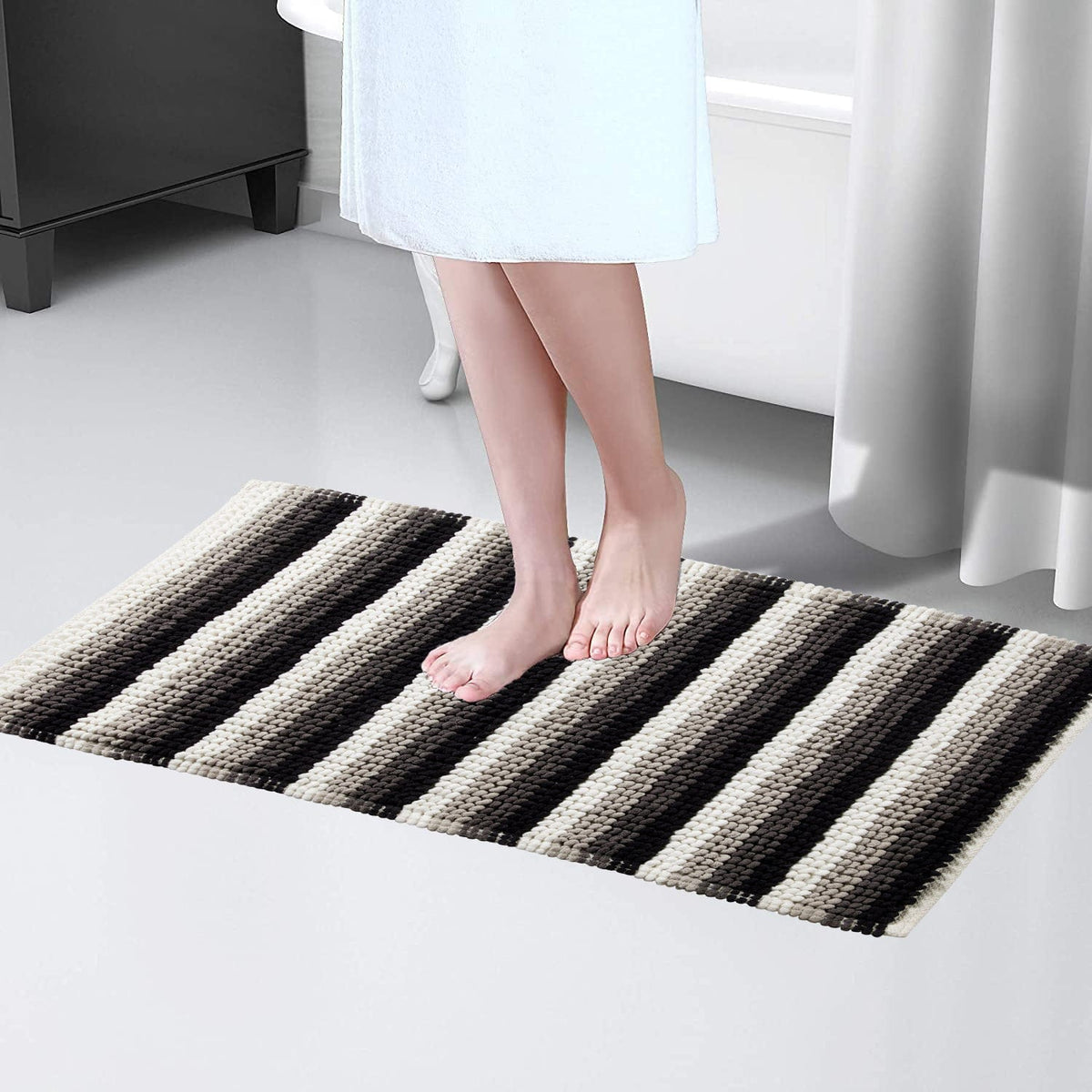 OLIVIA ROCCO Padstow Stripe Bathmat 50 x 80 cm Quick-Drying Anti-Slip Absorbent Durable – product image 9 of 10