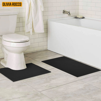 OLIVIA ROCCO Monaco 2 Piece Bath Mat And Pedestal Set Non Slip Water Absorbent 100% Cotton Easy-Care Hotel-Quality Textile – product image 5 of 10