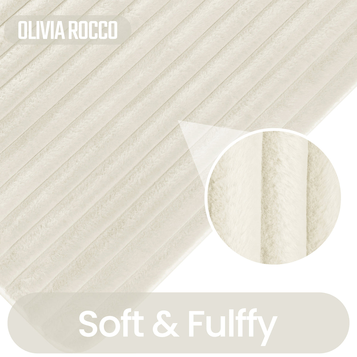OLIVIA ROCCO 2 Piece Ribbed Bath Mat Set Cream Extra Soft Non Slip Super Absorbent Easy – product image 3 of 6