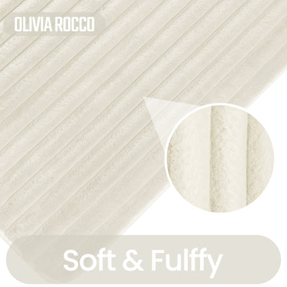 OLIVIA ROCCO 2 Piece Ribbed Bath Mat Set Cream Extra Soft Non Slip Super Absorbent Easy – product image 3 of 6