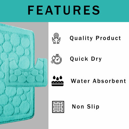 OLIVIA ROCCO Cali Bubbles 2 Piece Duck Egg Bath Mat and Pedestal Set Non Slip Super Soft Easy-Care Home Essential – product image 3 of 6