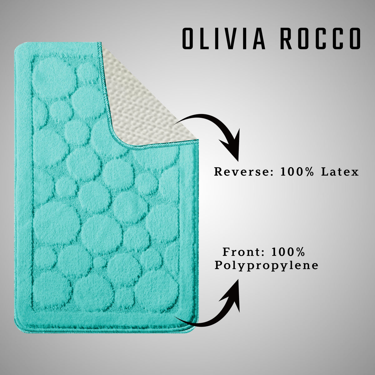 OLIVIA ROCCO Cali Bubbles 2 Piece Duck Egg Bath Mat and Pedestal Set Non Slip Super Soft Easy-Care Home Essential – product image 4 of 6