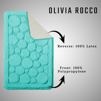 OLIVIA ROCCO Cali Bubbles 2 Piece Duck Egg Bath Mat and Pedestal Set Non Slip Super Soft Easy-Care Home Essential – product image 4 of 6