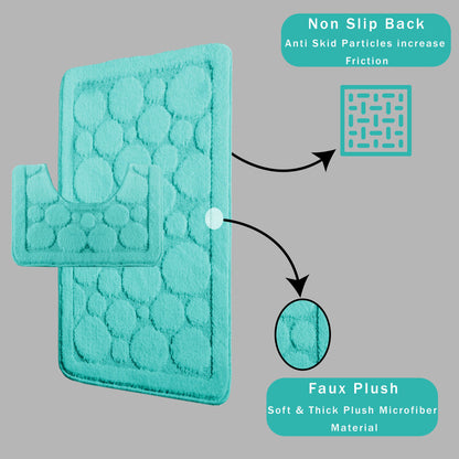 OLIVIA ROCCO Cali Bubbles 2 Piece Duck Egg Bath Mat and Pedestal Set Non Slip Super Soft Easy-Care Home Essential – product image 5 of 6