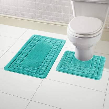 OLIVIA ROCCO Miami 2 Piece Duck Egg Bath Mat And Pedestal Set Non Slip Soft And Absorbent – product image 1 of 6