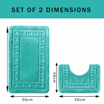 OLIVIA ROCCO Miami 2 Piece Duck Egg Bath Mat And Pedestal Set Non Slip Soft And Absorbent – product image 2 of 6