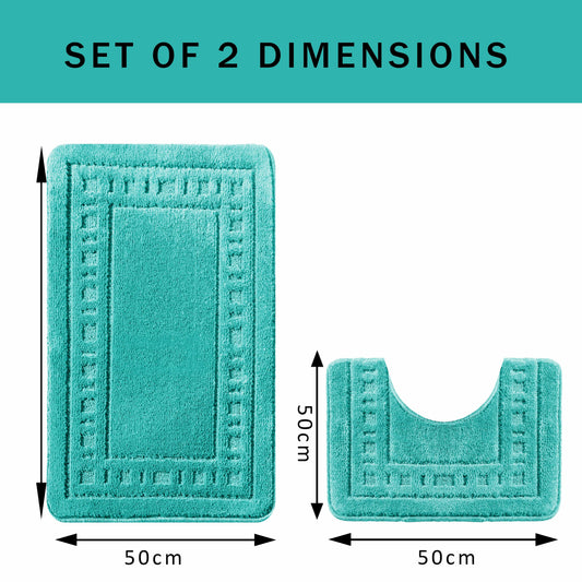 OLIVIA ROCCO Miami 2 Piece Duck Egg Bath Mat And Pedestal Set Non Slip Soft And Absorbent – product image 2 of 6