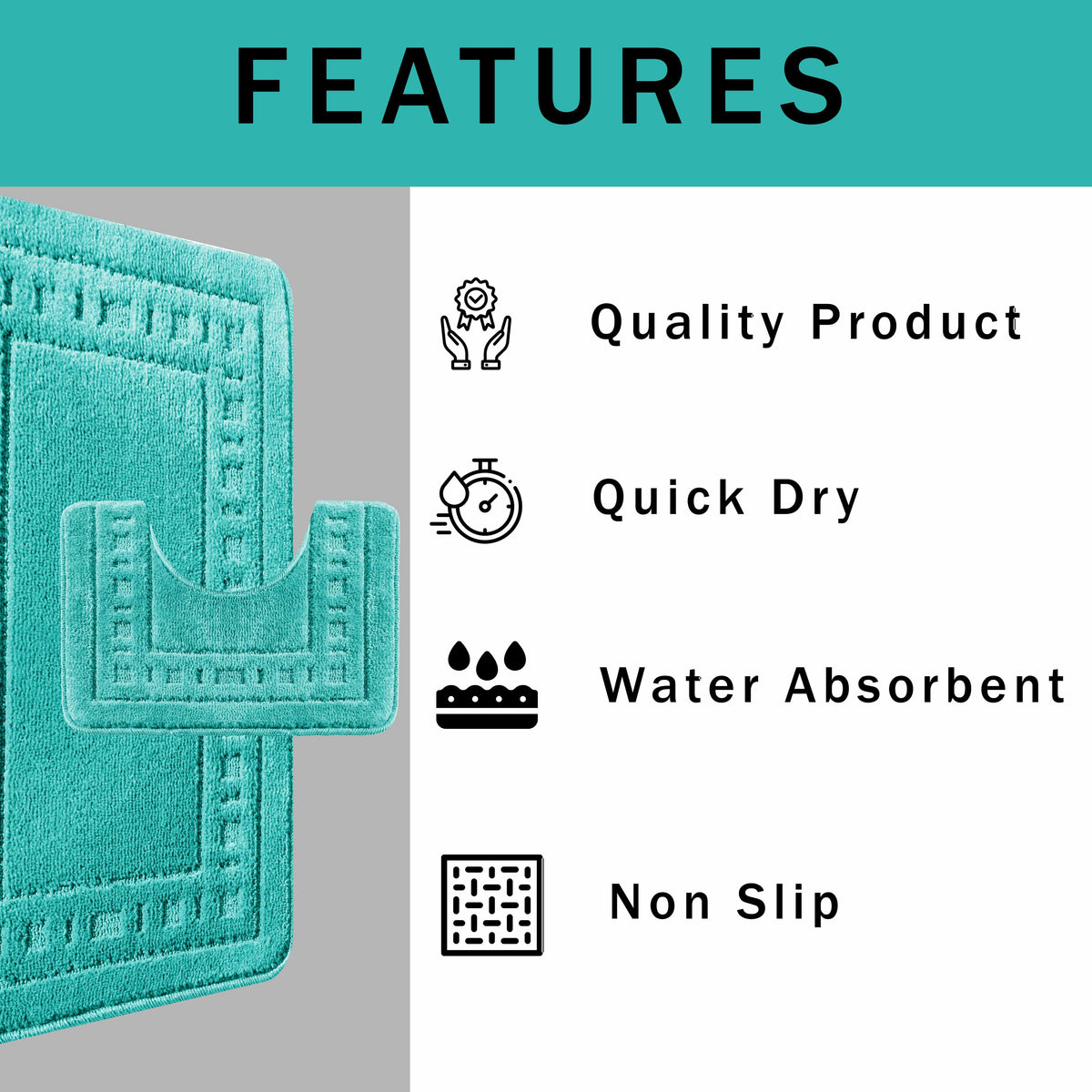 OLIVIA ROCCO Miami 2 Piece Duck Egg Bath Mat And Pedestal Set Non Slip Soft And Absorbent – product image 3 of 6