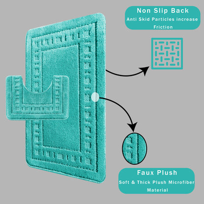 OLIVIA ROCCO Miami 2 Piece Duck Egg Bath Mat And Pedestal Set Non Slip Soft And Absorbent – product image 5 of 6