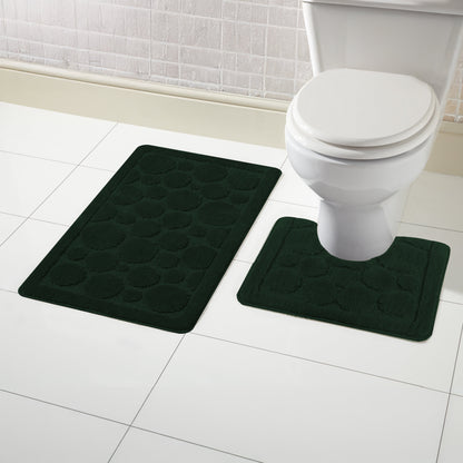 OLIVIA ROCCO Cali Bubbles Emerald Green Bath Mat And Pedestal Set Non Slip Hotel-Quality Everyday Comfort – product image 1 of 6