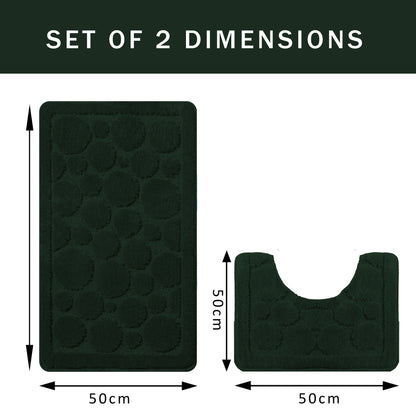 OLIVIA ROCCO Cali Bubbles Emerald Green Bath Mat And Pedestal Set Non Slip Hotel-Quality Everyday Comfort – product image 2 of 6