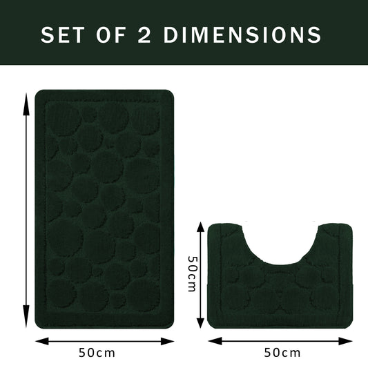 OLIVIA ROCCO Cali Bubbles Emerald Green Bath Mat And Pedestal Set Non Slip Hotel-Quality Everyday Comfort – product image 2 of 6