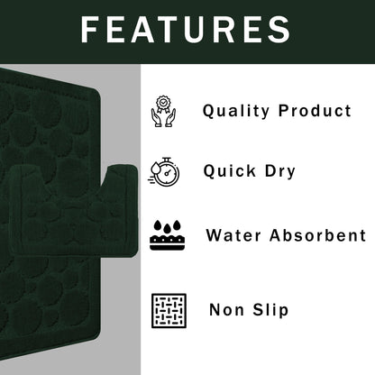 OLIVIA ROCCO Cali Bubbles Emerald Green Bath Mat And Pedestal Set Non Slip Hotel-Quality Everyday Comfort – product image 3 of 6