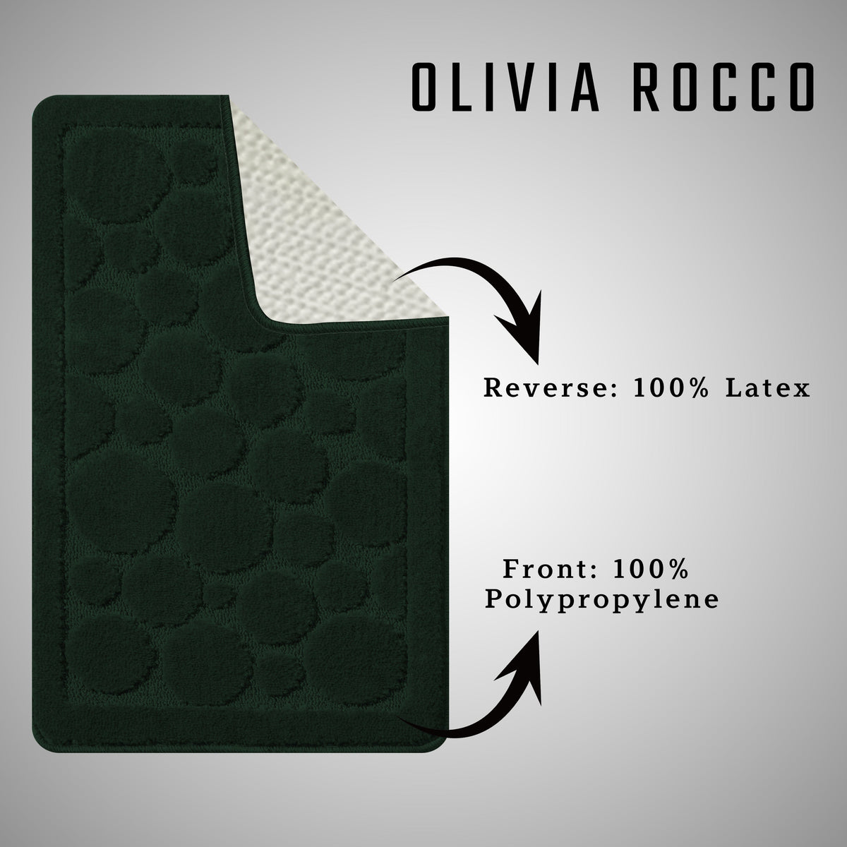 OLIVIA ROCCO Cali Bubbles Emerald Green Bath Mat And Pedestal Set Non Slip Hotel-Quality Everyday Comfort – product image 4 of 6