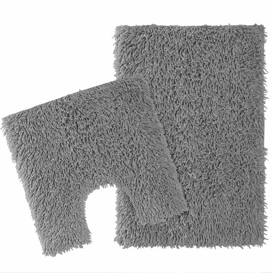 OLIVIA ROCCO Como 2 Piece Grey Bath Mat And Pedestal Set Non-Slip Super Absorbent Cotton Easy-Care Hotel-Quality Textile – product image 1 of 5