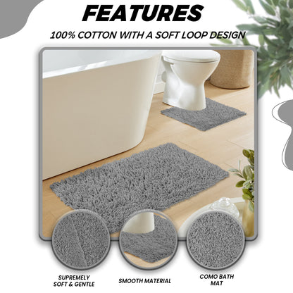 OLIVIA ROCCO Como 2 Piece Grey Bath Mat And Pedestal Set Non-Slip Super Absorbent Cotton Easy-Care Hotel-Quality Textile – product image 3 of 5