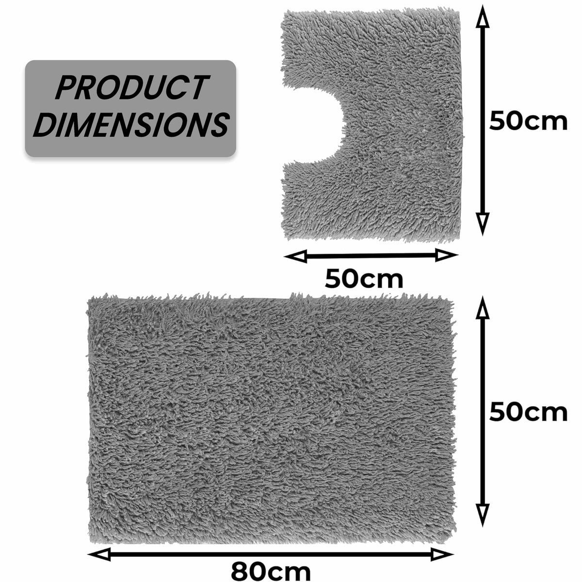 OLIVIA ROCCO Como 2 Piece Grey Bath Mat And Pedestal Set Non-Slip Super Absorbent Cotton Easy-Care Hotel-Quality Textile – product image 4 of 5