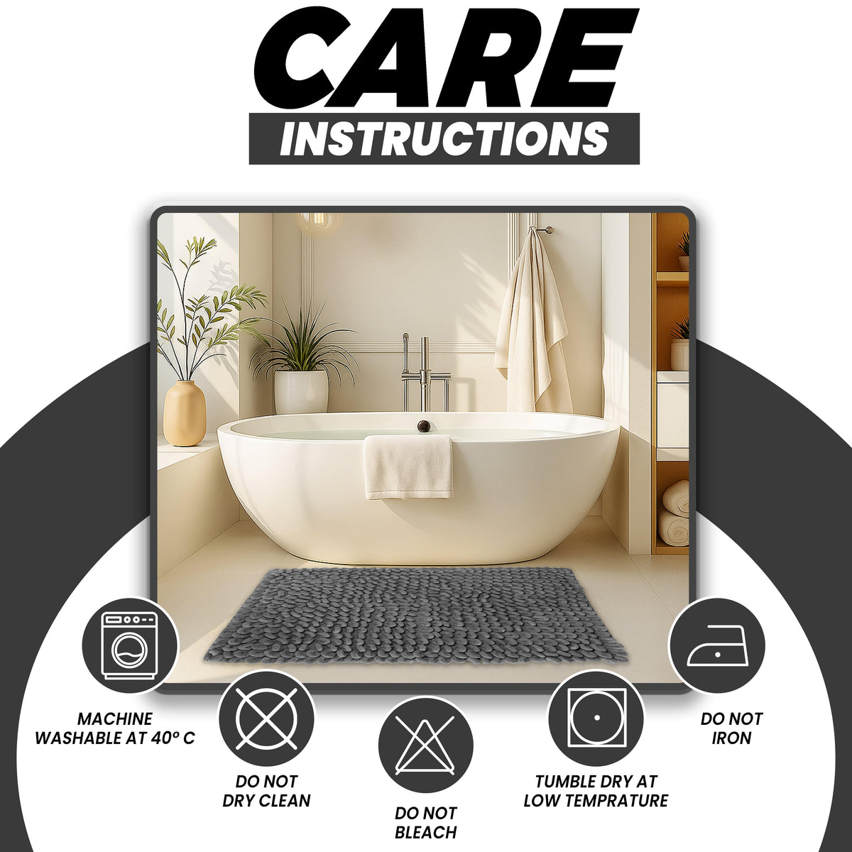 OLIVIA ROCCO Jumbo Loop Bath Mat Non Slip Water Absorbent Rug Easy-Care Hotel-Quality Textile – product image 6 of 9