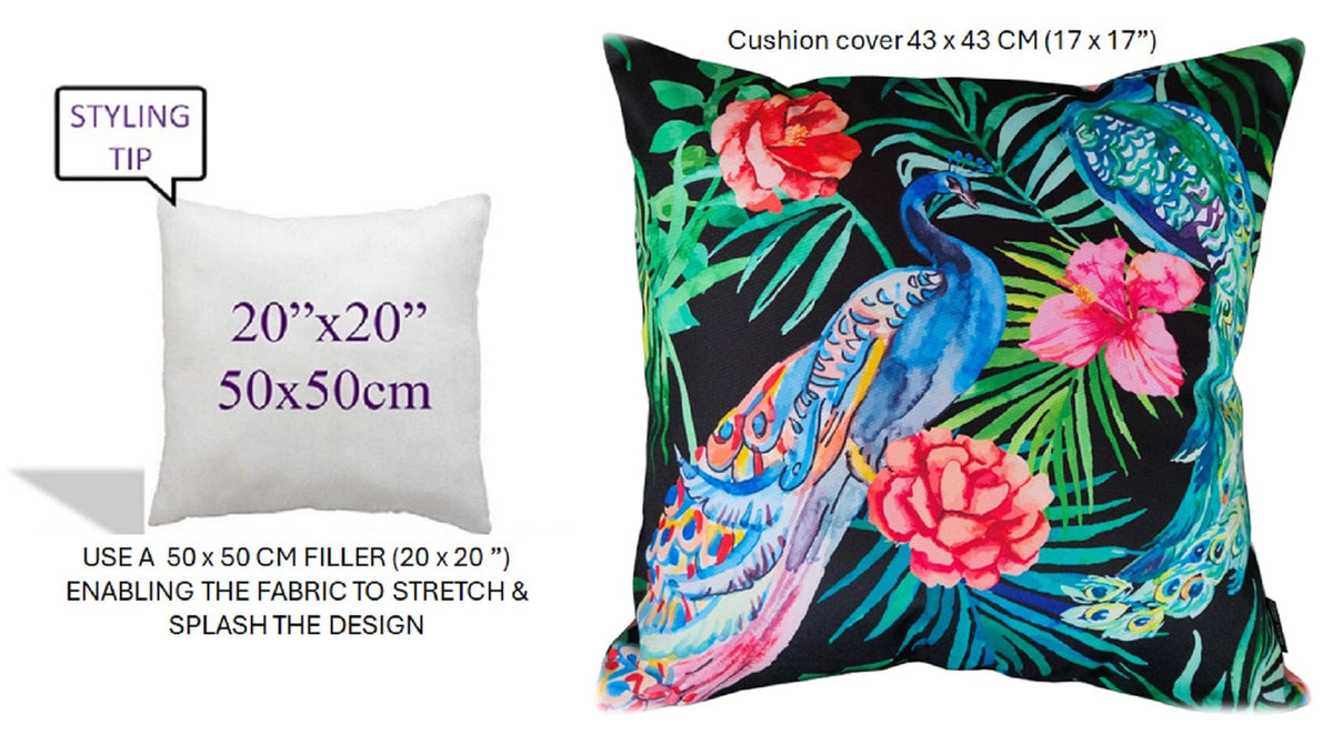 OLIVIA ROCCO Peacock Waterproof Cushion Covers 43 X 43 CM Reversible Breathable Bedroom Refresh Sofa Accent – product image 4 of 7