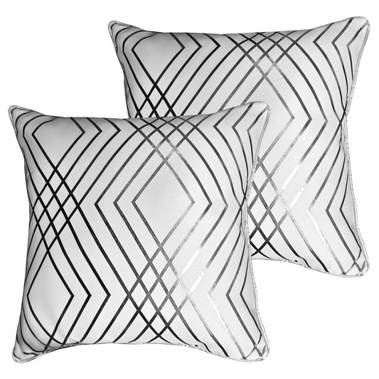 OLIVIA ROCCO Geo Sparkle Cushion Covers 2 Pack Geo White Decorative Pillow Cases For Sofa – product image 1 of 8
