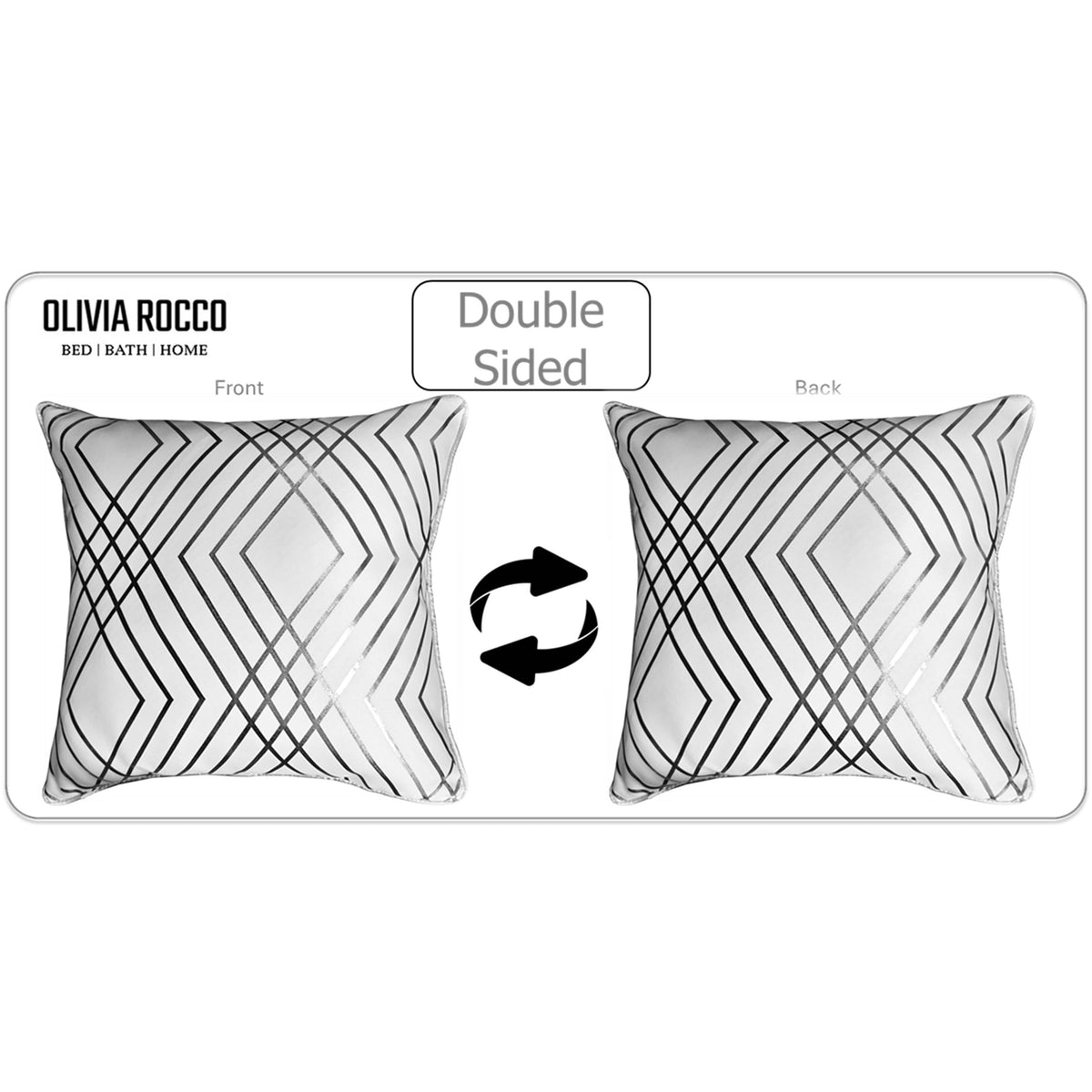 OLIVIA ROCCO Geo Sparkle Cushion Covers 2 Pack Geo White Decorative Pillow Cases For Sofa – product image 4 of 8