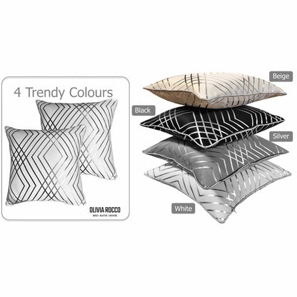 OLIVIA ROCCO Geo Sparkle Cushion Covers 2 Pack Geo White Decorative Pillow Cases For Sofa – product image 5 of 8