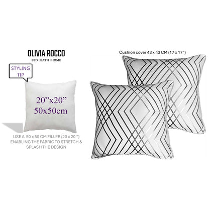 OLIVIA ROCCO Geo Sparkle Cushion Covers 2 Pack Geo White Decorative Pillow Cases For Sofa – product image 6 of 8