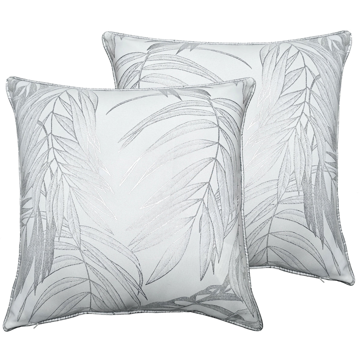 OLIVIA ROCCO Leaf Sparkle Set Of 2 Cushion Covers Leaf White Modern Decorative Throw – product image 1 of 8