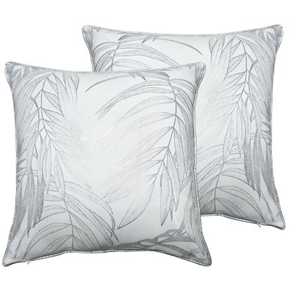 OLIVIA ROCCO Leaf Sparkle Set Of 2 Cushion Covers Leaf White Modern Decorative Throw – product image 1 of 8