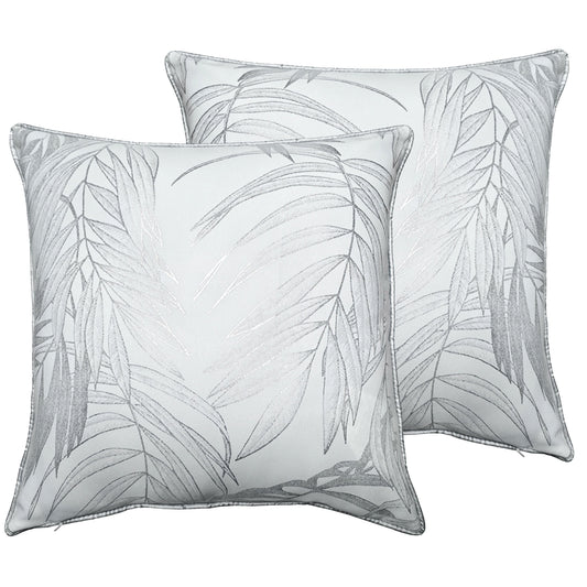 OLIVIA ROCCO Leaf Sparkle Set Of 2 Cushion Covers Leaf White Modern Decorative Throw – product image 1 of 8