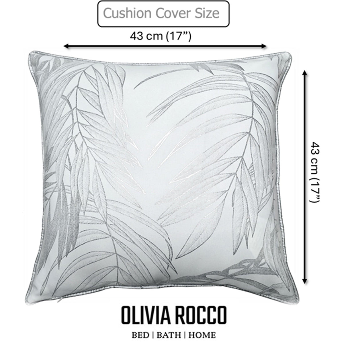 OLIVIA ROCCO Leaf Sparkle Set Of 2 Cushion Covers Leaf White Modern Decorative Throw – product image 2 of 8