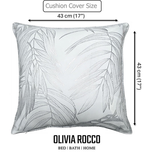 OLIVIA ROCCO Leaf Sparkle Set Of 2 Cushion Covers Leaf White Modern Decorative Throw – product image 2 of 8