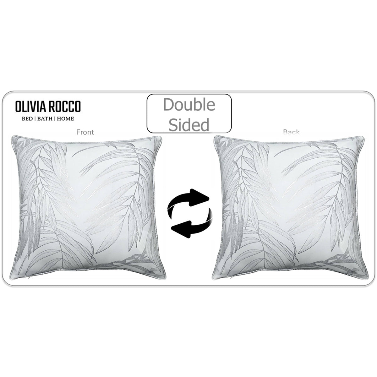 OLIVIA ROCCO Leaf Sparkle Set Of 2 Cushion Covers Leaf White Modern Decorative Throw – product image 4 of 8