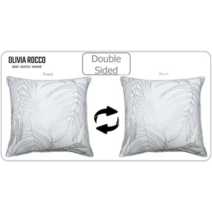 OLIVIA ROCCO Leaf Sparkle Set Of 2 Cushion Covers Leaf White Modern Decorative Throw – product image 4 of 8