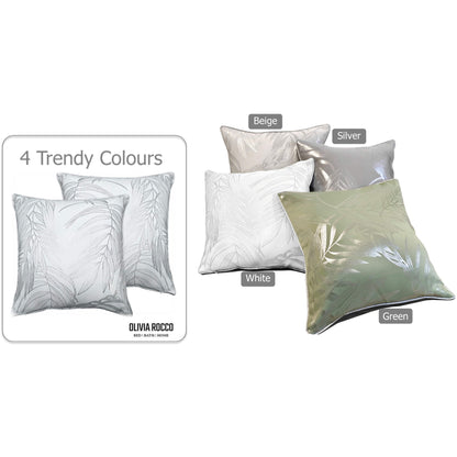 OLIVIA ROCCO Leaf Sparkle Set Of 2 Cushion Covers Leaf White Modern Decorative Throw – product image 5 of 8
