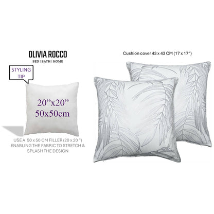 OLIVIA ROCCO Leaf Sparkle Set Of 2 Cushion Covers Leaf White Modern Decorative Throw – product image 6 of 8