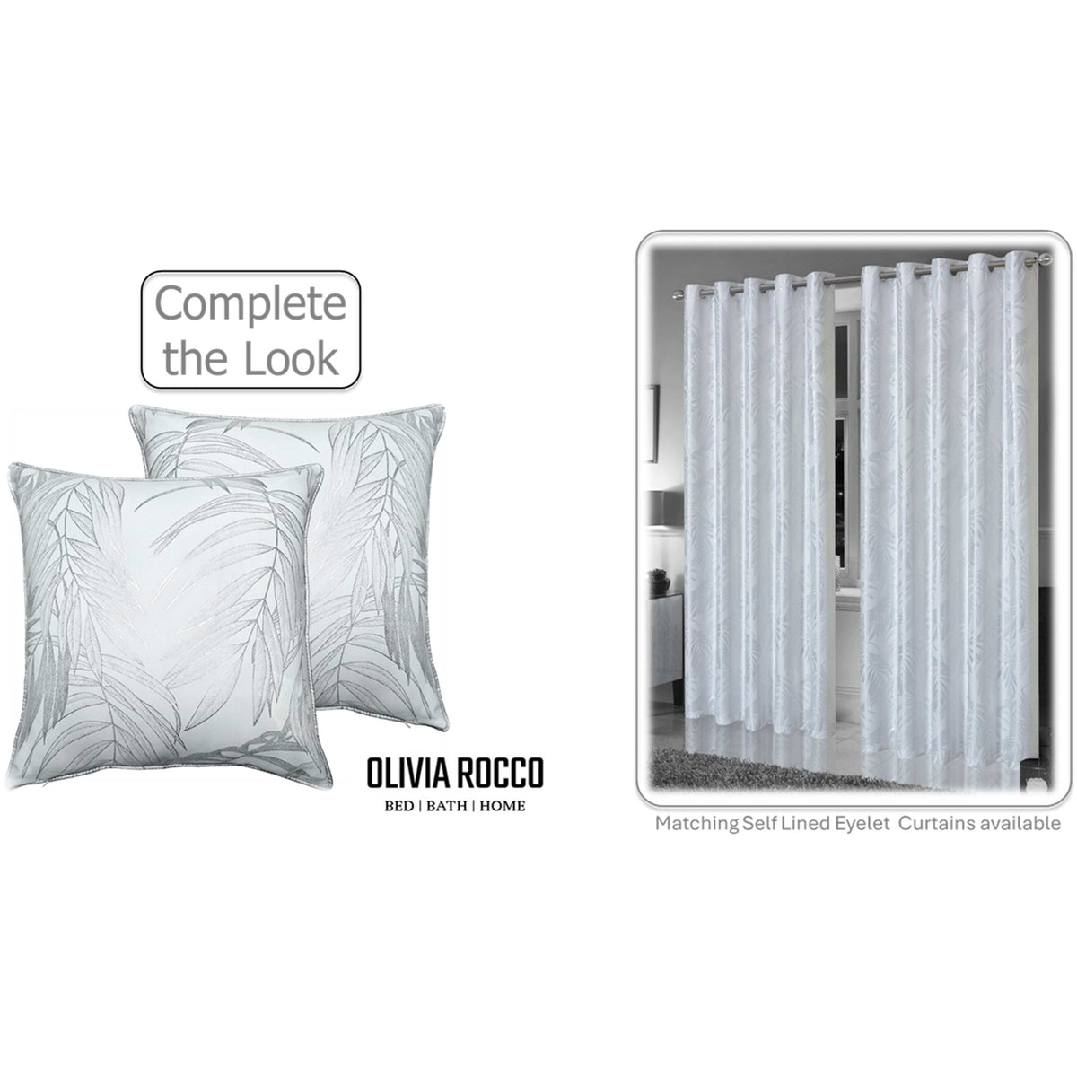 OLIVIA ROCCO Leaf Sparkle Set Of 2 Cushion Covers Leaf White Modern Decorative Throw – product image 7 of 8