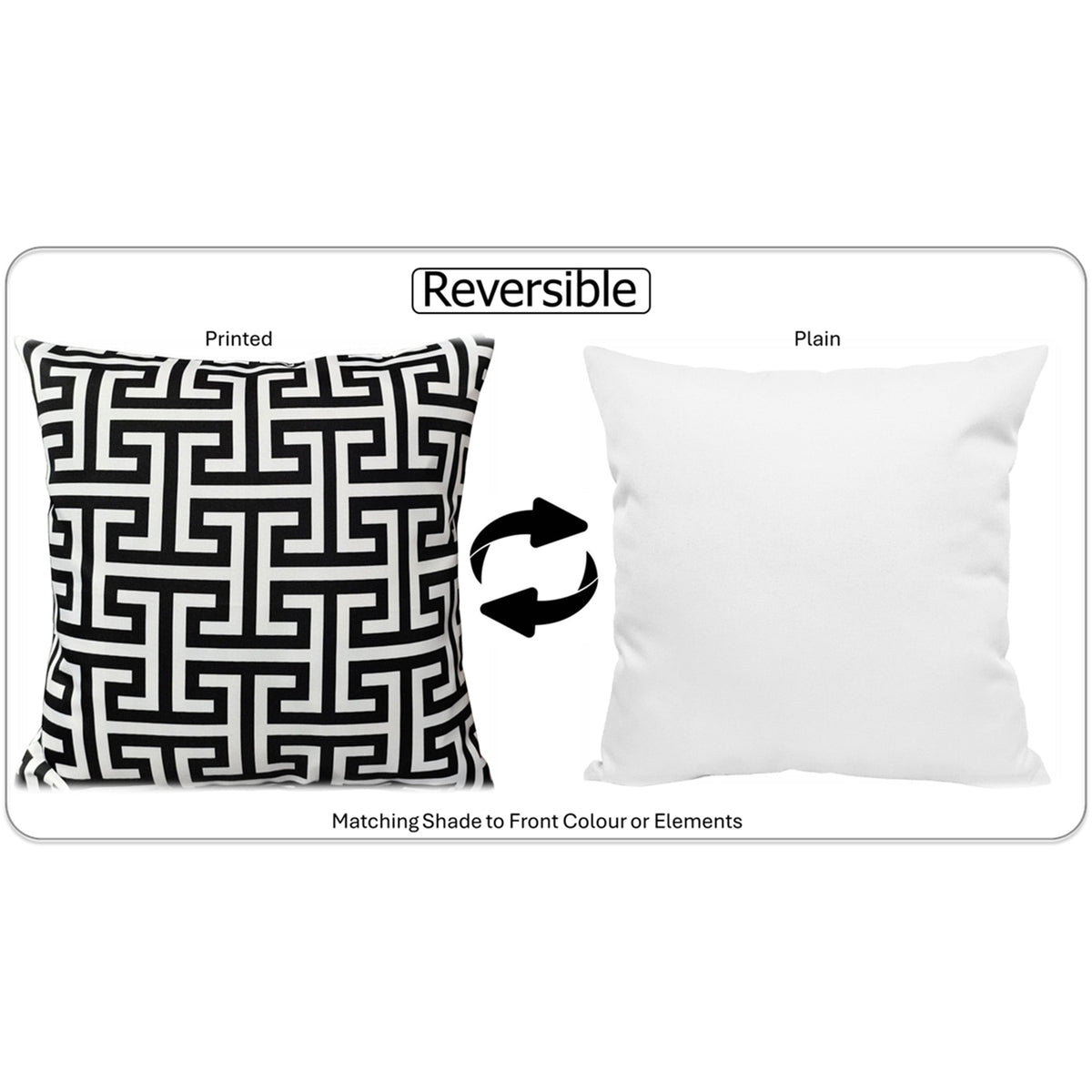 OLIVIA ROCCO Milano Black Waterproof Cushion Covers 43x43 cm Reversible Breathable – product image 3 of 8