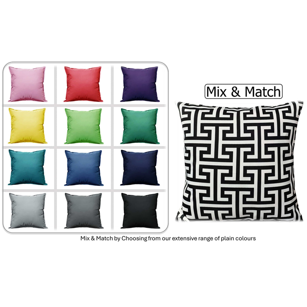 OLIVIA ROCCO Milano Black Waterproof Cushion Covers 43x43 cm Reversible Breathable – product image 5 of 8