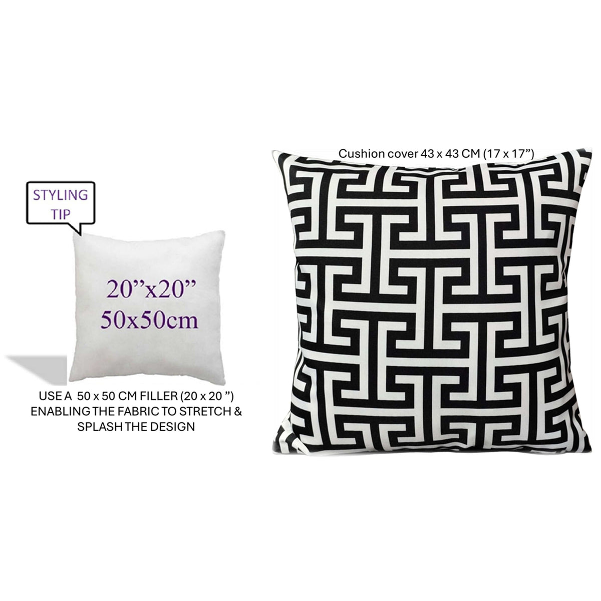 OLIVIA ROCCO Milano Black Waterproof Cushion Covers 43x43 cm Reversible Breathable – product image 7 of 8