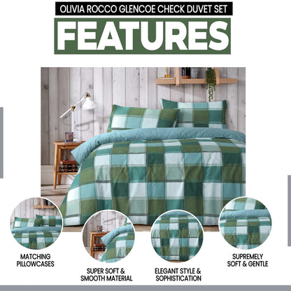 OLIVIA ROCCO Glencoe Check Duvet Cover Set Reversible Polycotton With Pillowcases – product image 5 of 7