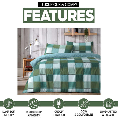 OLIVIA ROCCO Glencoe Check Duvet Cover Set Reversible Polycotton With Pillowcases – product image 4 of 7