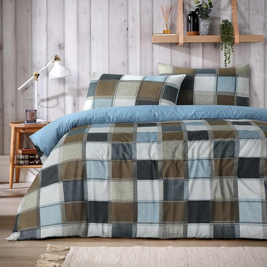 OLIVIA ROCCO Glencoe Check Duvet Cover Set Reversible Polycotton With Pillowcases – product image 1 of 7