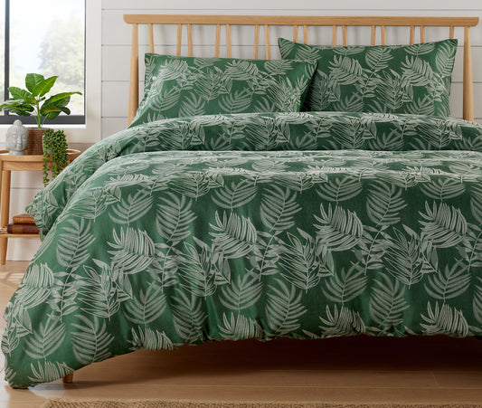 OLIVIA ROCCO Leaf Jacquard Reversible Duvet Cover Sets Grey And Pink Cotton Blend Eco – product image 1 of 9