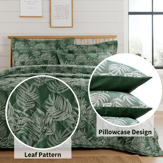 OLIVIA ROCCO Leaf Jacquard Reversible Duvet Cover Sets Grey And Pink Cotton Blend Eco – product image 2 of 9