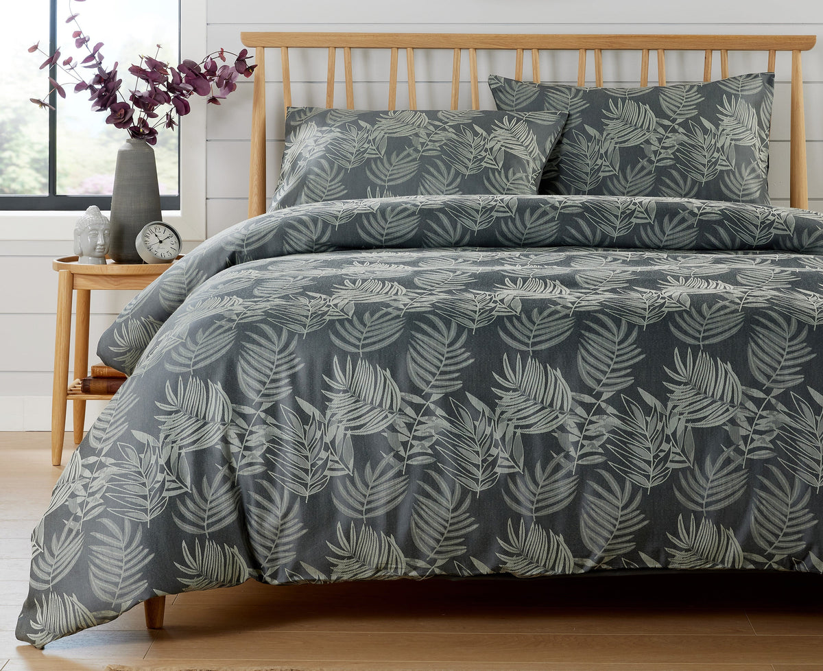 OLIVIA ROCCO Leaf Jacquard Reversible Duvet Cover Sets Grey And Pink Cotton Blend Eco – product image 6 of 9