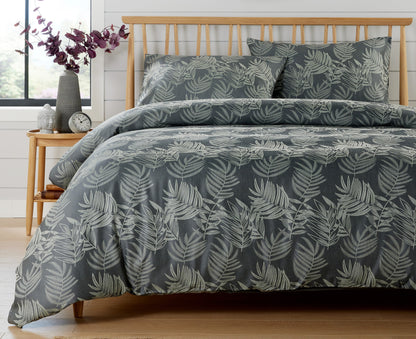 OLIVIA ROCCO Leaf Jacquard Reversible Duvet Cover Sets Grey And Pink Cotton Blend Eco – product image 6 of 9