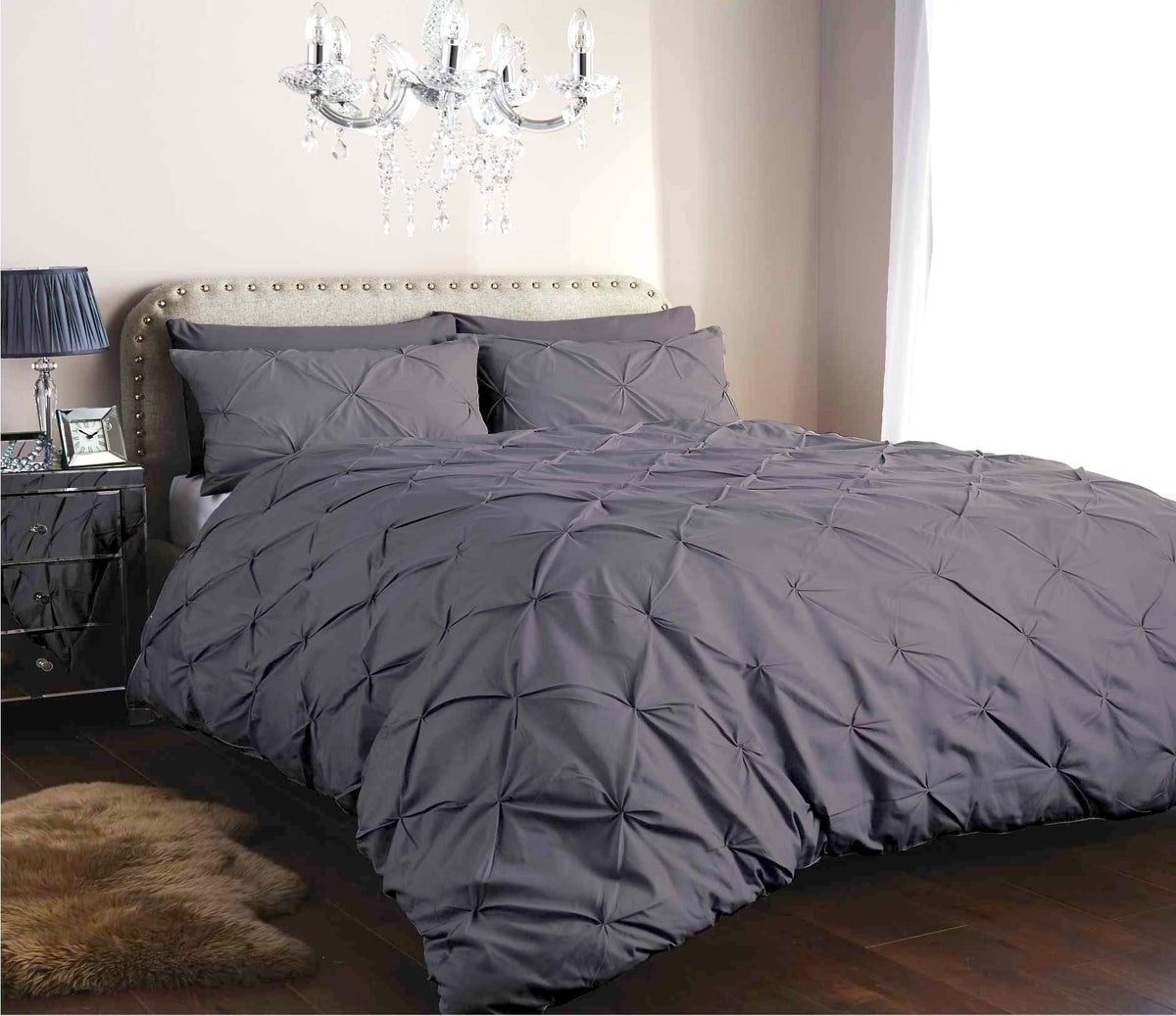 OLIVIA ROCCO Pintuck Duvet Cover Set Cotton Rich Handmade Pinch Pleats OEKO TEX Certified – product image 4 of 5